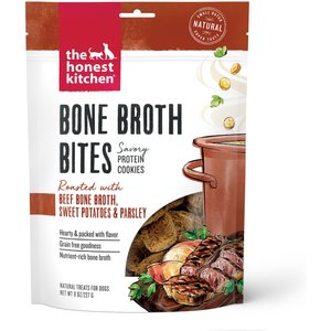 The Honest Kitchen Bone Broth Bites Roasted with Beef Bone Broth, Carrots, & Parsley Dog Treats, 8-oz bag, bundle of 2