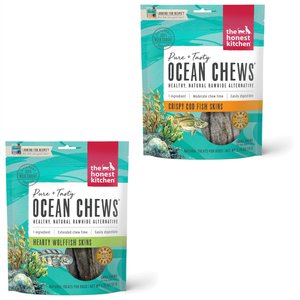 The Honest Kitchen Beams Ocean Chews Wolfish Skins + Beams Ocean Chews Cod Fish Skins Dehydrated Dog Treats