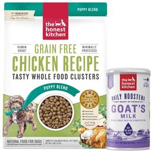 The Honest Kitchen Whole Food Clusters Chicken Recipe + Daily Boosters Instant Goat's Milk with Probiotics for Dogs