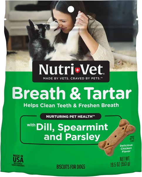 Nutri-Vet Breath & Tartar Chicken Flavored Dental Dog Biscuit Treats, 19.5-oz bag, Count Varies slide 1 of 9