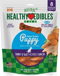 Nylabone Healthy Edibles Puppy Turkey & Sweet Potato Flavored Dog Chews, Small, 8 count
