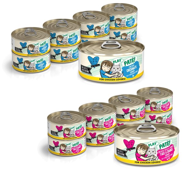 BFF Play Pate Lovers Chicken, Duck & Turkey Take a Chance + Play Pate Lovers Chicken Checkmate Wet Cat Food slide 1 of 9