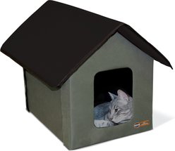 K&H Pet Products Outdoor Unheated Kitty House Cat Shelter, Olive/Black