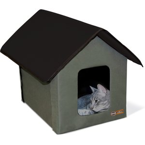 K&H Pet Products Outdoor Unheated Kitty House Cat Shelter, Olive/Black