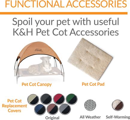 Show full view: K&H Pet Products Original Pet Cot Replacement Dog Bed Cover, Charcoal/Black, Medium slide 5 of 11