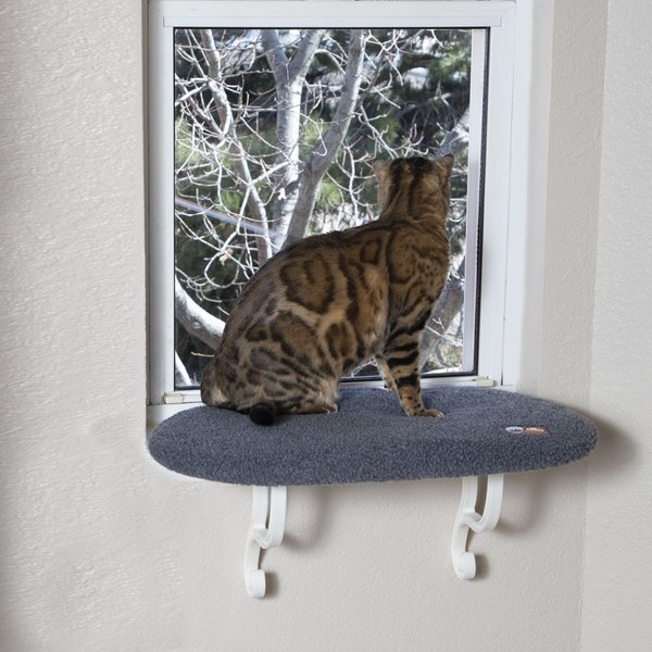 K&H Pet Products Kitty Sill Cat Window Perch Shelf Cushioned Cat Window Seat, Unheated, Gray slide 1 of 10