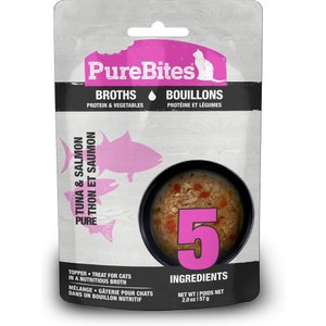 PureBites Cat Broths Tuna & Salmon Food Topping, 2-oz bag, 18 count
