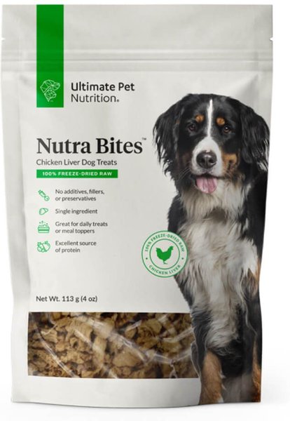 Ultimate Pet Nutrition Nutra Bites Chicken Liver Freeze-Dried Dog Treats, 4-oz bag slide 1 of 5