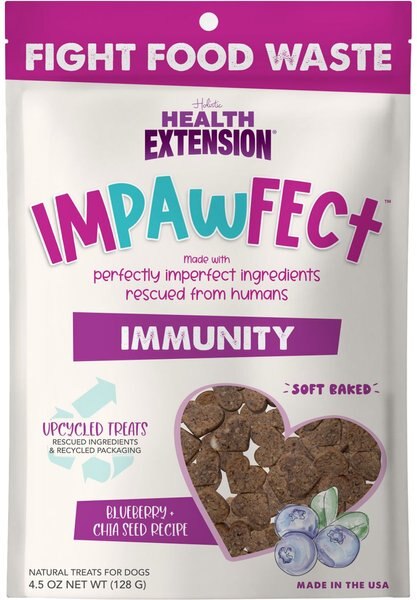 Health Extension Impawfect Immunity Support Blueberry & Chia Seeds Flavored Soft & Chewy Dog Treats, 4.5-oz bag