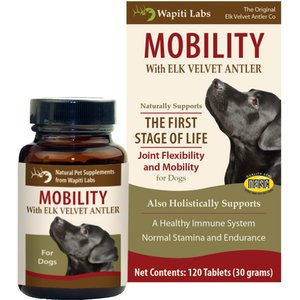 Wapiti Labs Mobility Formula Dog Tablets Supplement, 120 tablet