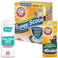 Starter Kit - Arm & Hammer Litter Super Scoop Unscented Clumping Clay Cat Litter, 40-lb box + 2 other items