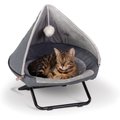 K&H Pet Products Covered Elevated Cozy Cat Hammock Bed, Gray, Small
