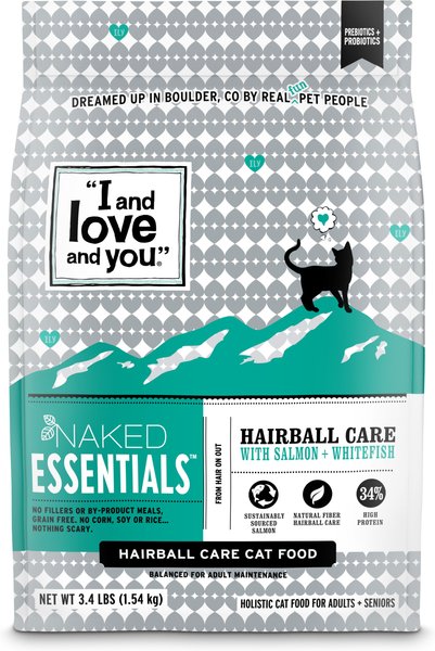 I and Love and You Naked Essentials Hairball Support Salmon + Whitefish Dry Cat Food, 3.4-lb bag slide 1 of 8
