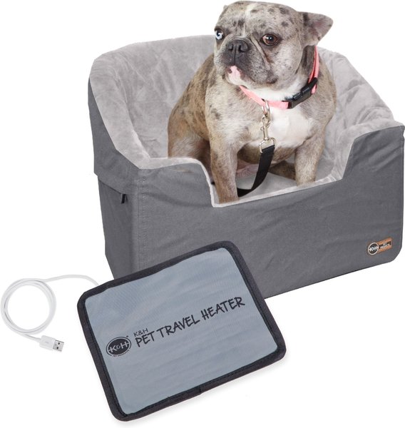 K&H Pet Products Bucket Heated Knockdown Dog Booster Seat, Gray, Large