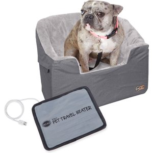 K&H Pet Products Bucket Heated Knockdown Dog Booster Seat, Gray, Large
