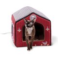 K&H Pet Products Thermo-Indoor Washable Pet House Heated Cat Bed, Red Barn