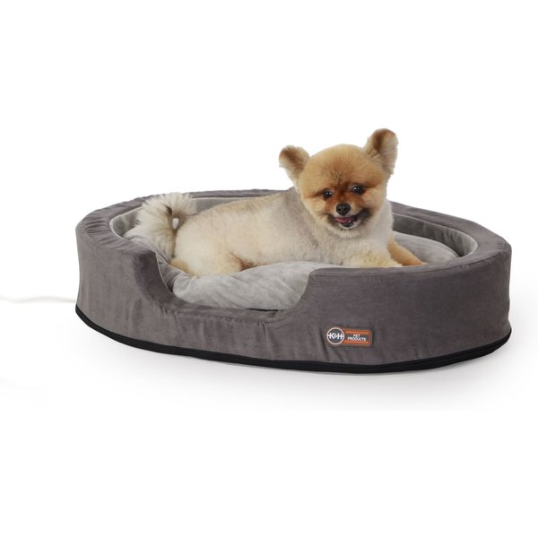 K&H PET PRODUCTS Thermo-Snuggly Sleeper Heated Dog Bed, Gray/Gray ...