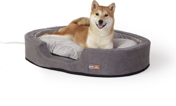 K&H Pet Products Thermo-Snuggly Sleeper Heated Dog & Cat Bed, Gray, Large slide 1 of 11