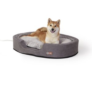 K&H Pet Products Thermo-Snuggly Sleeper Heated Dog & Cat Bed, Gray, Large