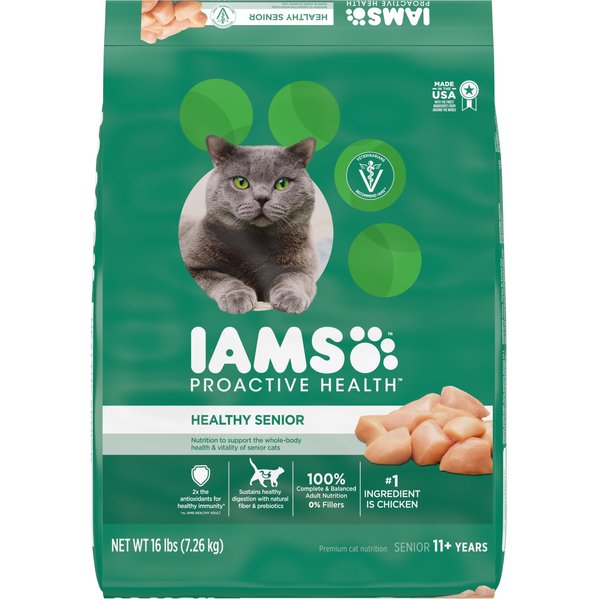 IAMS ProActive Health Healthy Senior Dry Cat Food, 16-lb bag - Chewy.com