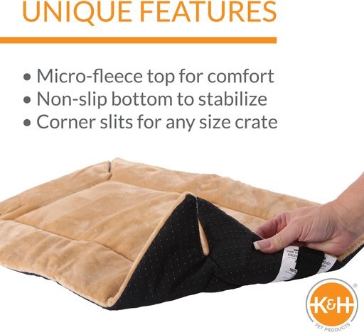 K&H Pet Products Self-Warming Dog Crate Pad, Tan, 20 x 25 in