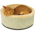 K&H Pet Products Thermo-Kitty Bed Indoor Heated Cat Bed, Sage/Tan, Small
