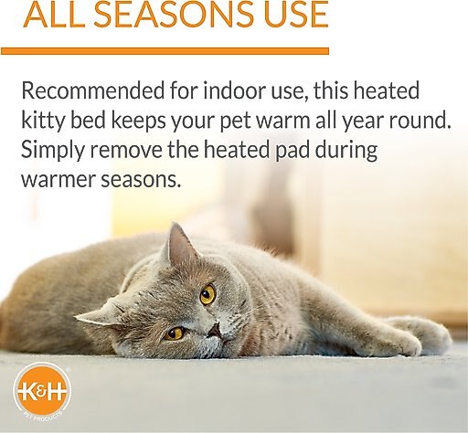 K&H Pet Products Thermo-Kitty Bed Indoor Heated Cat Bed, Sage, Large