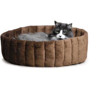 K&H Pet Products Lazy Cup Cat Bed, Tan/Mocha, Large