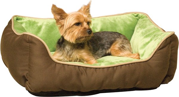 K&H Pet Products Self-Warming Two Tone Lounge Sleeper Bolster Cat & Dog Bed, Mocha/Green slide 1 of 12