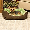 K&H Pet Products Self-Warming Two Tone Lounge Sleeper Bolster Cat & Dog Bed, Mocha/Green