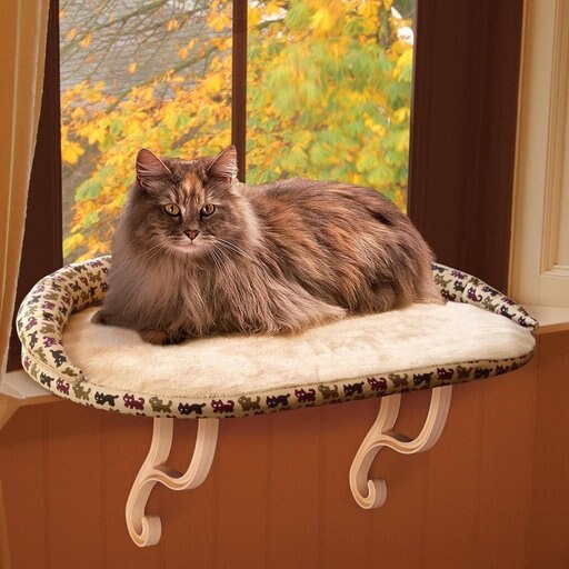 K&H Pet Products Deluxe Kitty Sill Cat Window Perch, Kitty Print