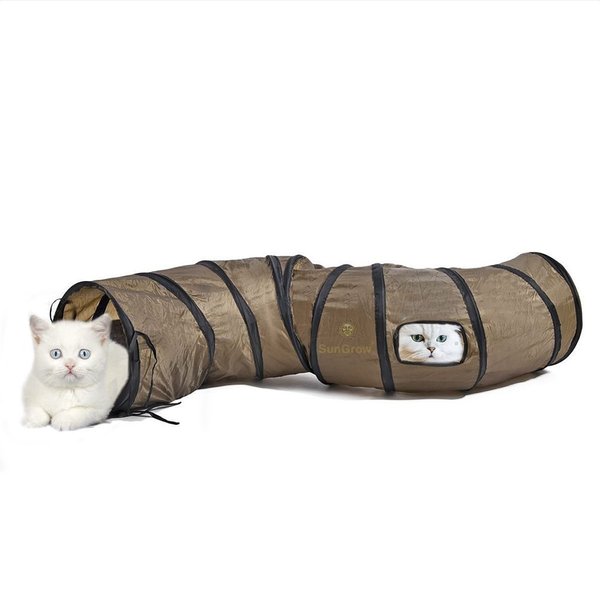 SunGrow Hide & Seek Collapsible Entertainment Cat & Ferret Play Tube & Pop Up Tunnel, Brown, 48-in slide 1 of 3