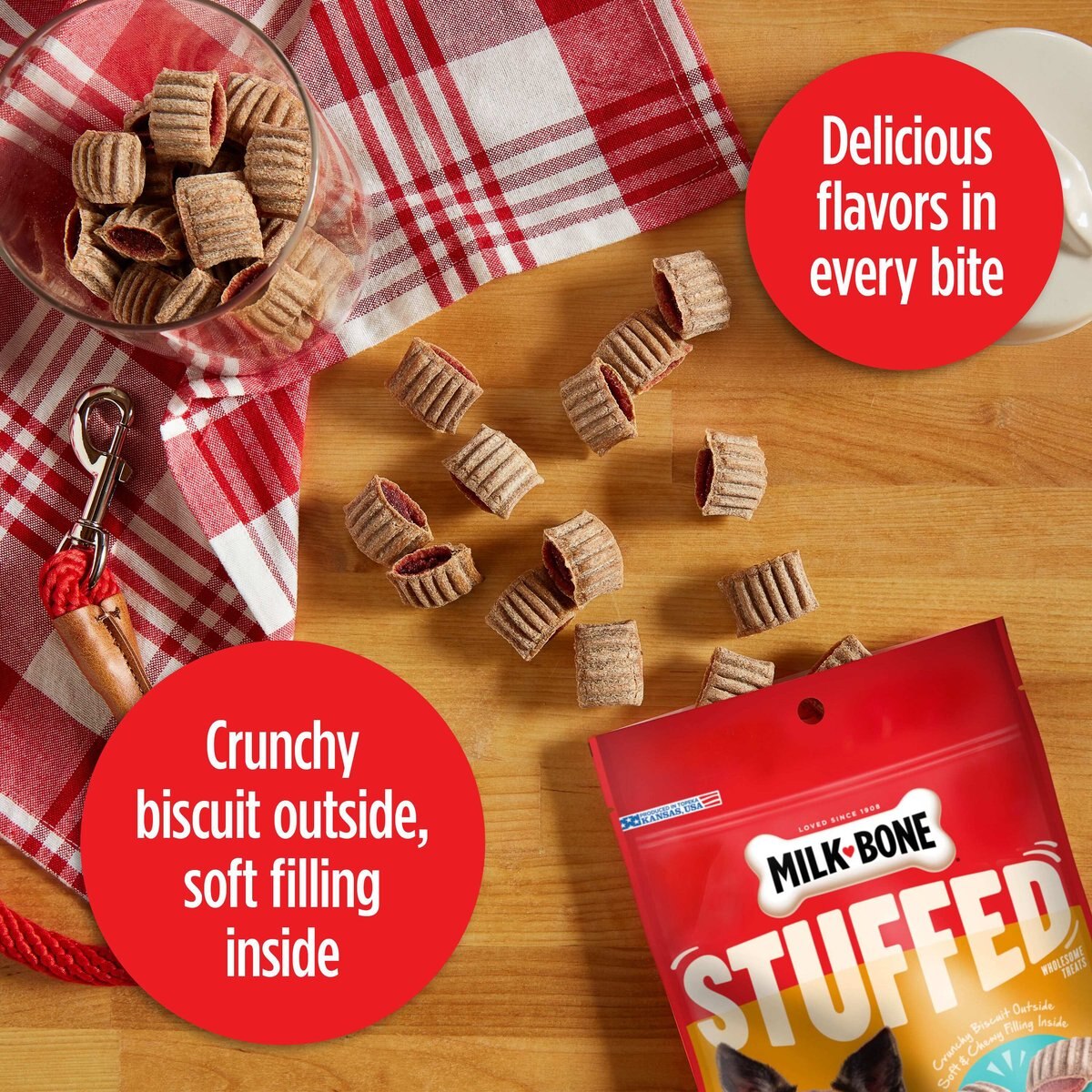 MILKBONE Stuffed Biscuits with Real Bacon & Beef Dog Treats, 30oz box