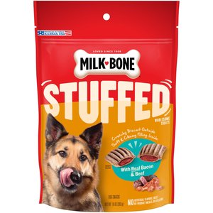 Milk-Bone Stuffed Biscuits with Real Bacon & Beef Dog Treats, 10-oz box, case of 5