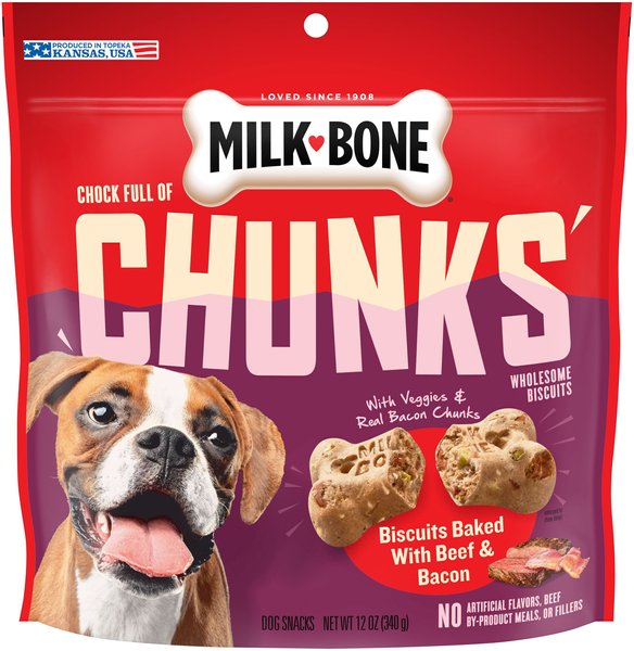 Milk-Bone Chock Full of Chunks with Beef & Bacon Dog Treats, 12-oz bag, case of 4 slide 1 of 7