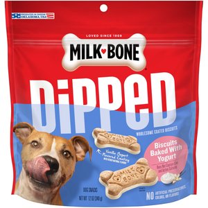 Milk-Bone Dipped Biscuits Baked with Vanilla Dog Treats, 12-oz bag, case of 4