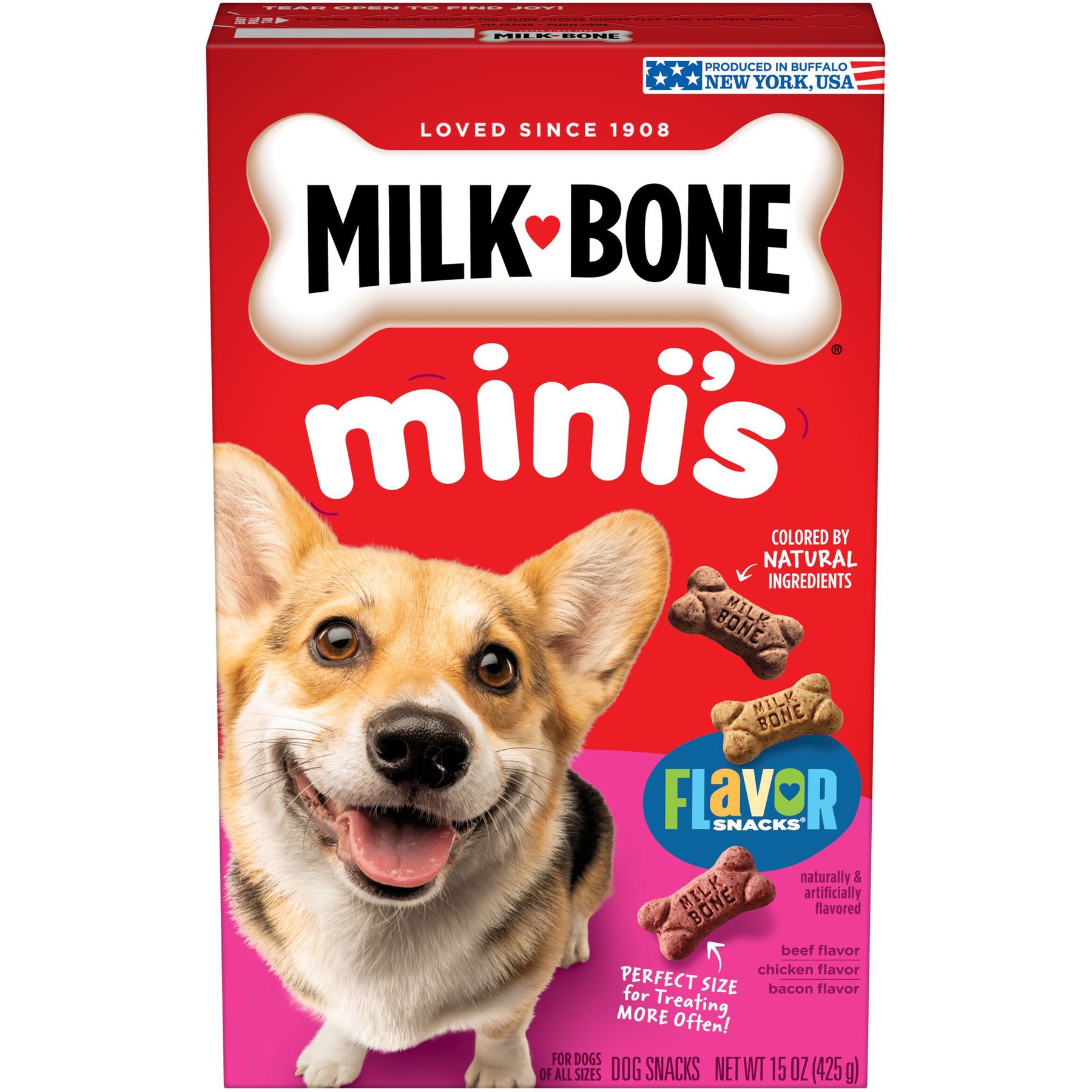 Milk-Bone Mini Flavor Snacks Dog Biscuits, 15 oz (Pack of 6)