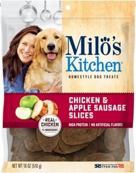 Milo's Kitchen Chicken & Apple Sausage Slices Dog Treats, 18-oz bag