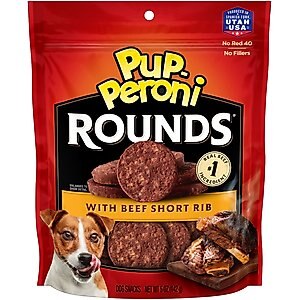 Pup-Peroni Rounds Beef Short Rib Dog Treats, 5-oz bag, case of 8