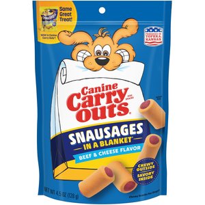 Canine Carry Outs Snausages in a Blanket Beef & Cheese Flavor Dog Treats, 4.5-oz bag, case of 12