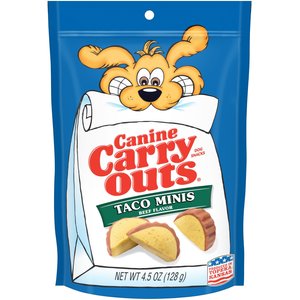 Canine Carry Outs Taco Minis Beef Flavor Dog Treats, 4.5-oz bag, case of 6