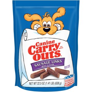 Canine Carry Outs Sausage Links Beef Flavor Dog Treats, 22.5-oz bag, Case of 6