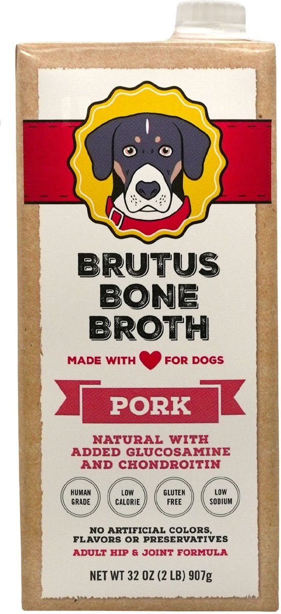 BRUTUS BROTH Pork Flavored GrainFree Bone Broth Dog Food Topping, 32