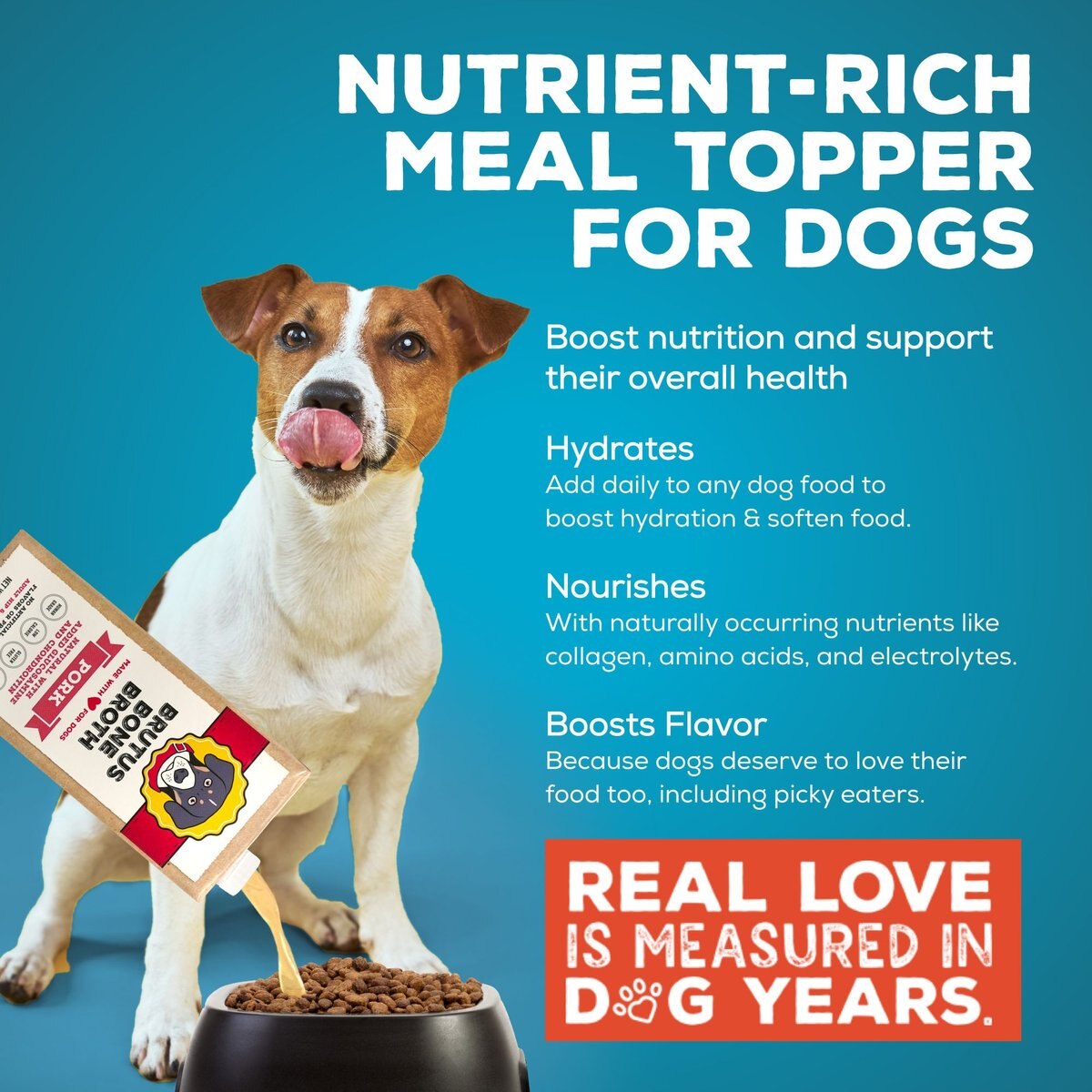 BRUTUS BROTH Pork Flavored GrainFree Bone Broth Dog Food Topping, 32