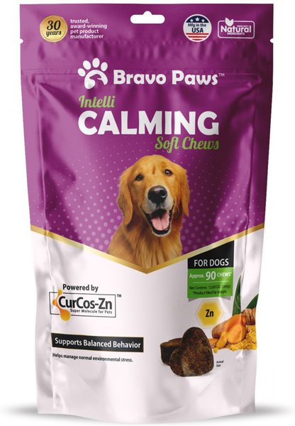 Bravo Paws Intelli Calming Dog Soft Chews Treats, 12.69-oz pouch, 90 count slide 1 of 2