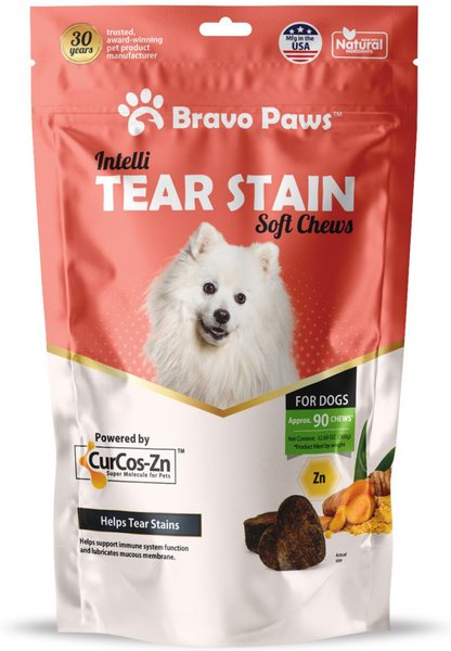 Bravo Paws Intelli Tear Stain Dog Soft Chews Treats, 12.69-oz pouch, 90 count slide 1 of 2