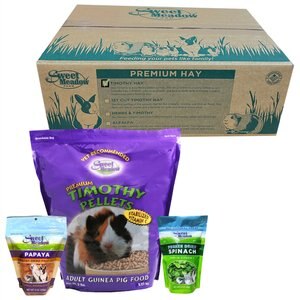 Branded Pack - Sweet Meadow Farm Timothy Hay Small Pet Food, Guinea Pig Food, Freeze-Dried Treats, Dried Papaya Treats
