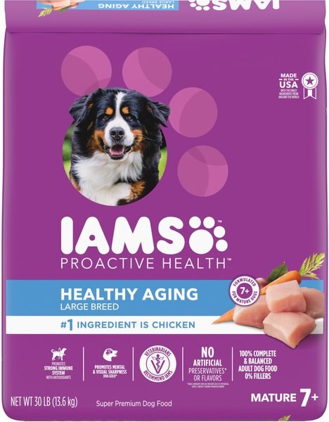 Iams Healthy Aging Mature & Senior Large Breed with Real Chicken Dry Dog Food, 30-lb bag slide 1 of 10