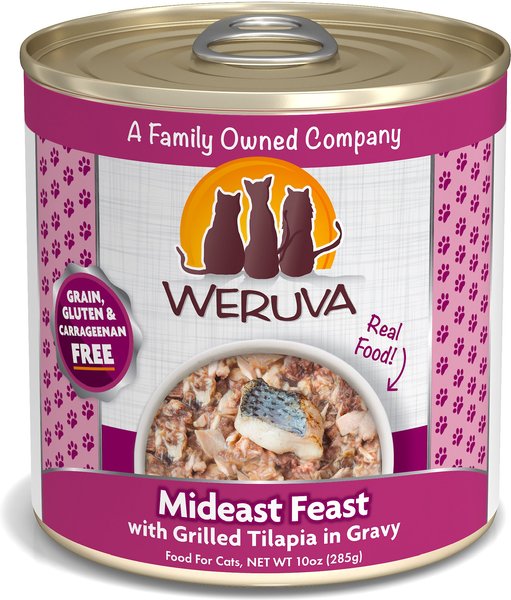 Weruva Mideast Feast with Grilled Tilapia in Gravy Grain-Free Canned Cat Food, 10-oz, case of 12 slide 1 of 9