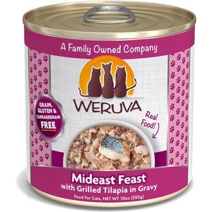 Weruva Mideast Feast with Grilled Tilapia in Gravy Grain-Free Canned Cat Food, 10-oz, case of 12